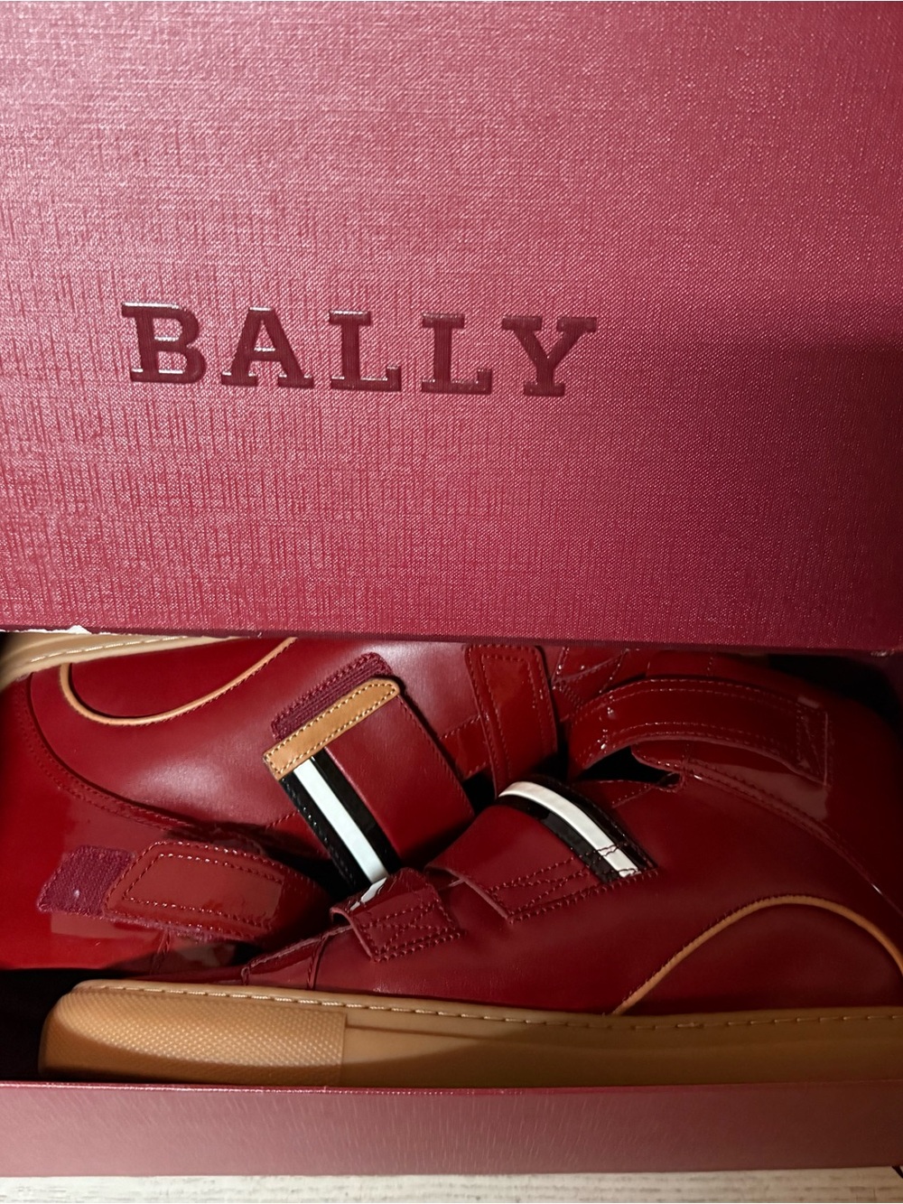 Bally Red and Orange Leather Low-Top Sneakers